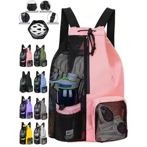 Mesh Drawstring Backpack, Beach Bag Swimming, Fitness And Sports Backpack
