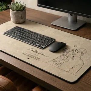 Personalized Dad Desk Mat - Custom Photo & Text Mouse Pad, Slip-Proof Custom Desktop Mat, Daddy and Me Office Gift for Dad, Custom Desktop Mats, Slip-Proof Desktop Mats