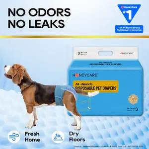 [B]HONEYCARE : Disposable Female Male Dog Diapers Wraps, Super Absorbent, Breathable, Wetness Indicator, Cute Suspenders Design,1 Pack