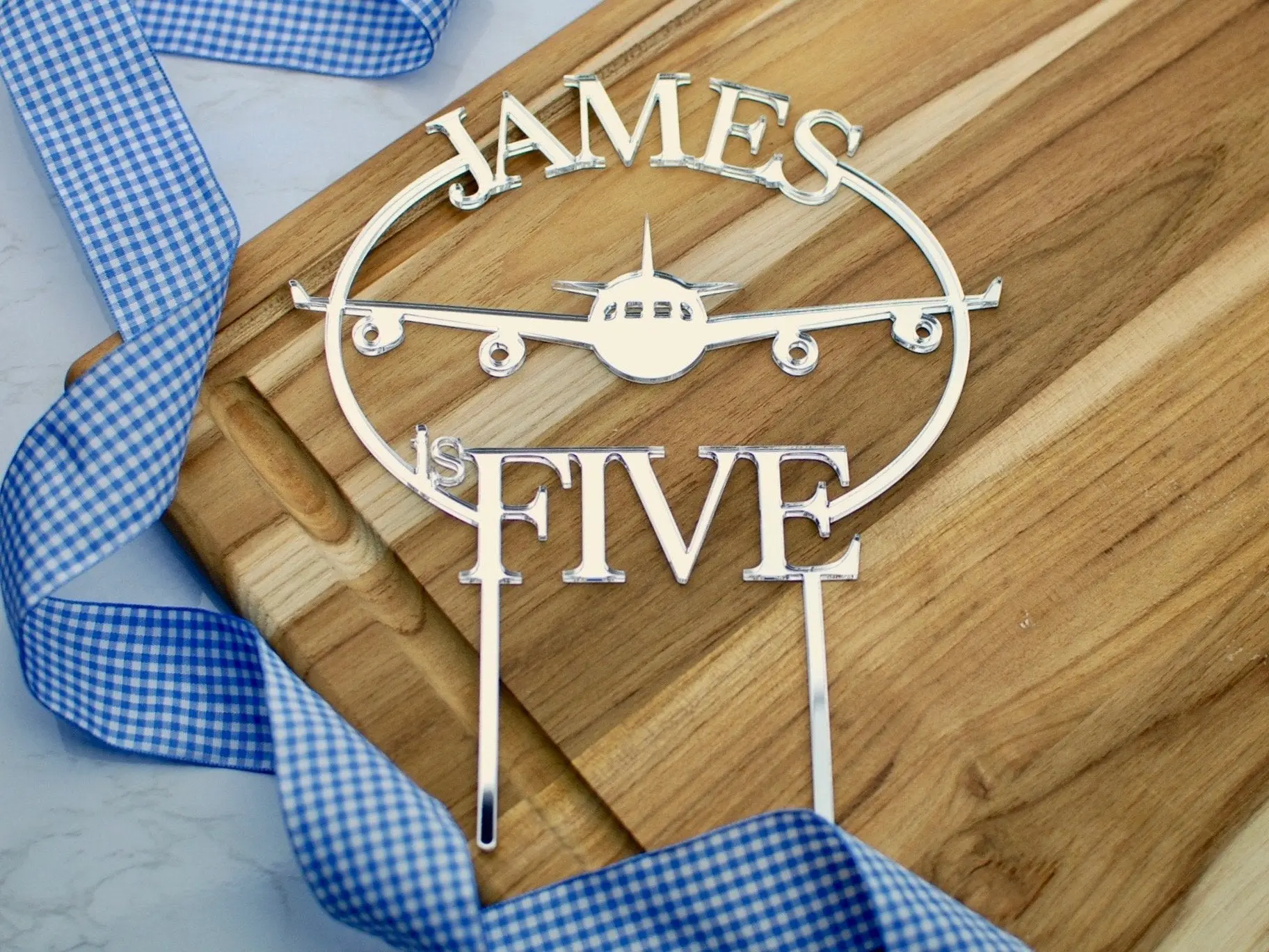 Airplane Cake Topper: Gold, Silver, Acrylic, Mirrored