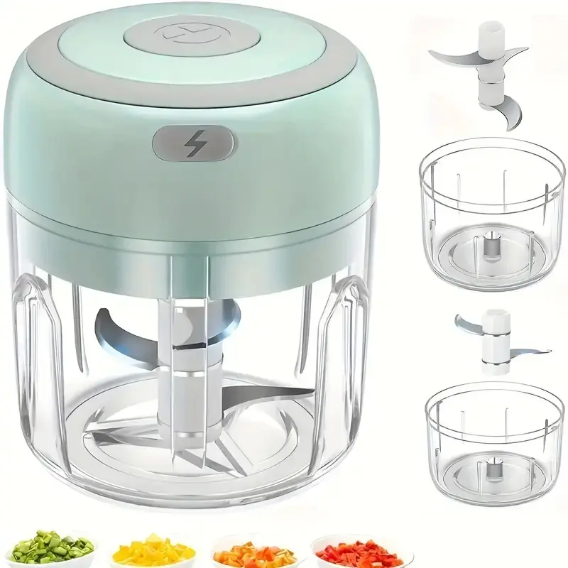 Portable Electric Garlic Mincer and Vegetable Grinder, Portable Veggie Chopper, 250ML USB Rechargeable Food Processor, Multifunctional Food Chopper, Garlic Crusher, 1200 Rpm Motor, Home Travel Small Design