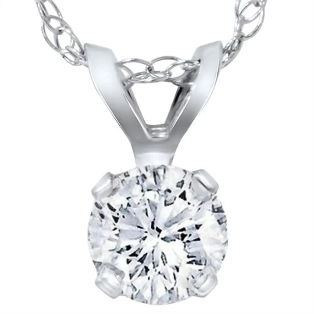 3/4ct Lab Created Diamond Round Solitaire Pendant 14K White Gold