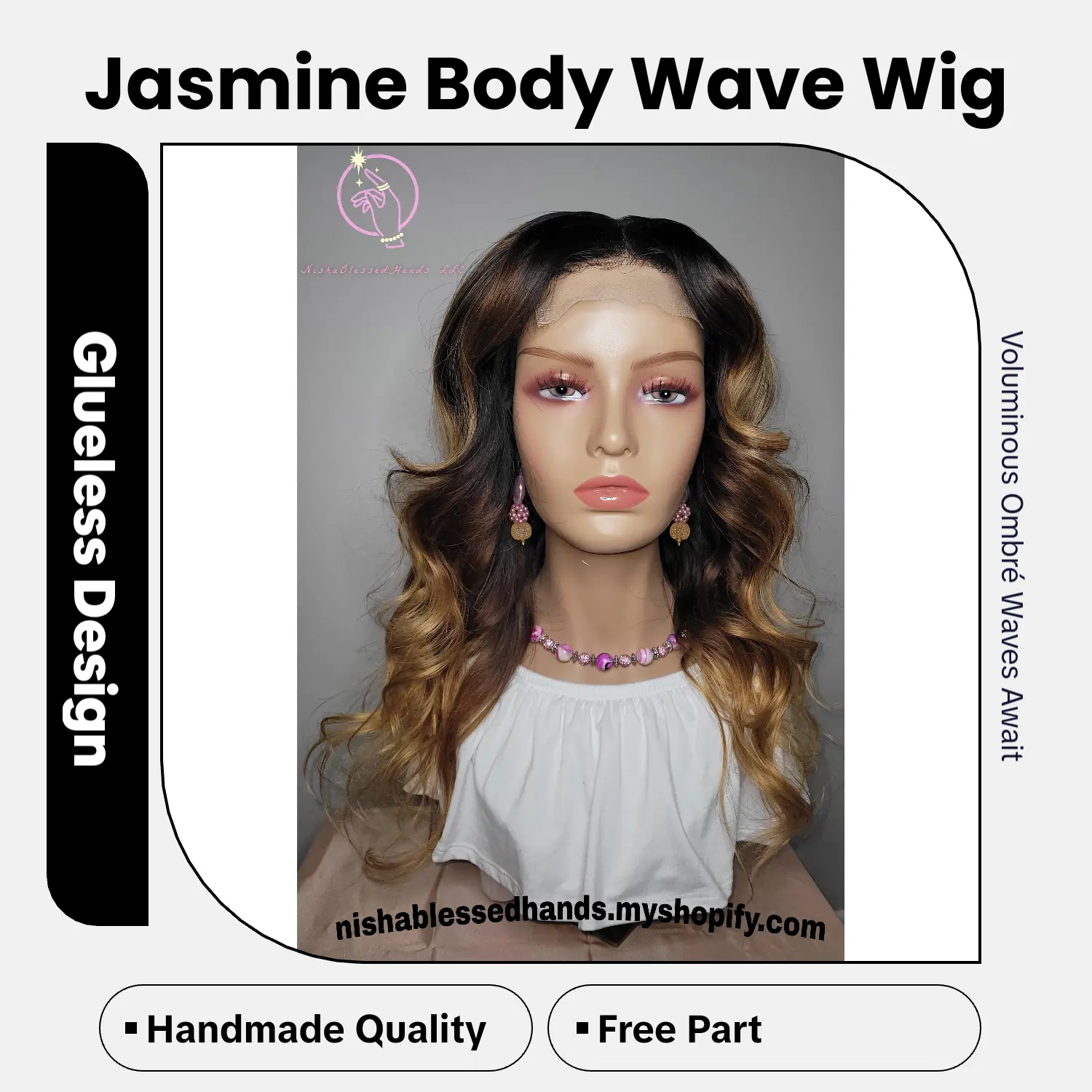 Jasmine Unit 100% Human Virgin Hair Glueless 4x4 Closure Wig, Custom Body Wave, Handmade Quality, T1B/4/27 Ombre, Pre-Order, 100% Human Hair, Fuller Look