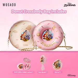 Wosado  Disney Donut Crossbody  Box Set Soft Magnetic Eyelashes All-in-One Box, Reusable, Glue-Free, Waterproof, Lightweight, Natural Style Makeup Cosmetic