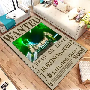 Zoro pattern home rug with green glow, living room, bedroom, kitchen mat, home decoration, area rug, holiday gift for family and friends, Cartoon Pattern Rug