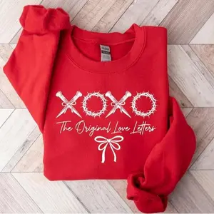 XOXO The Original Love Letters Sweatshirt, Christian Valentines Shirt, Jesus Valentine Bow Crewneck, Cute Faith Love Sweater, Valentine’s Day Shirt for Women, Christian Gift -  EVA RAMOS
