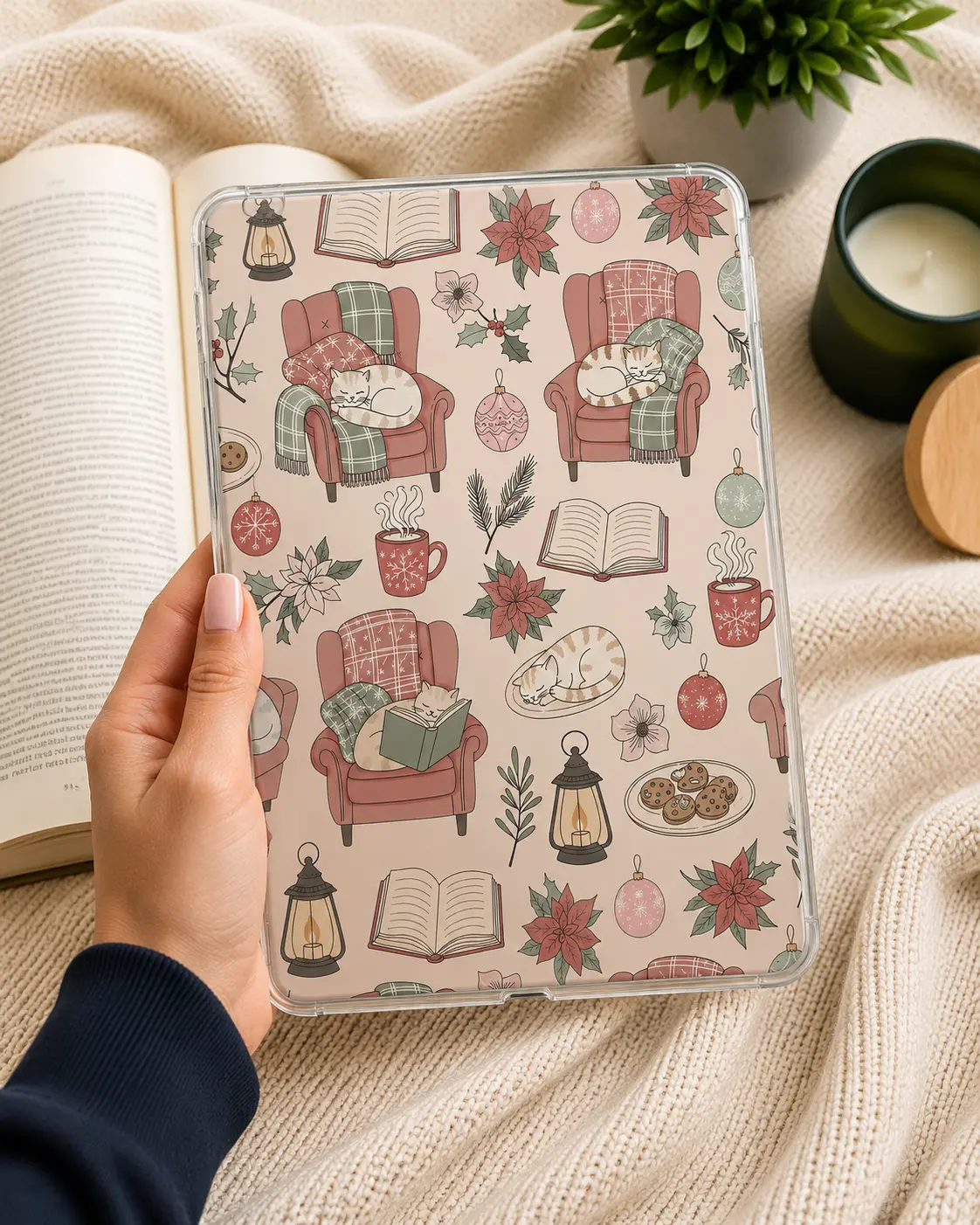 Christmas Kitty Kindle Insert | Insert for Clear Case, Bookish Accessory