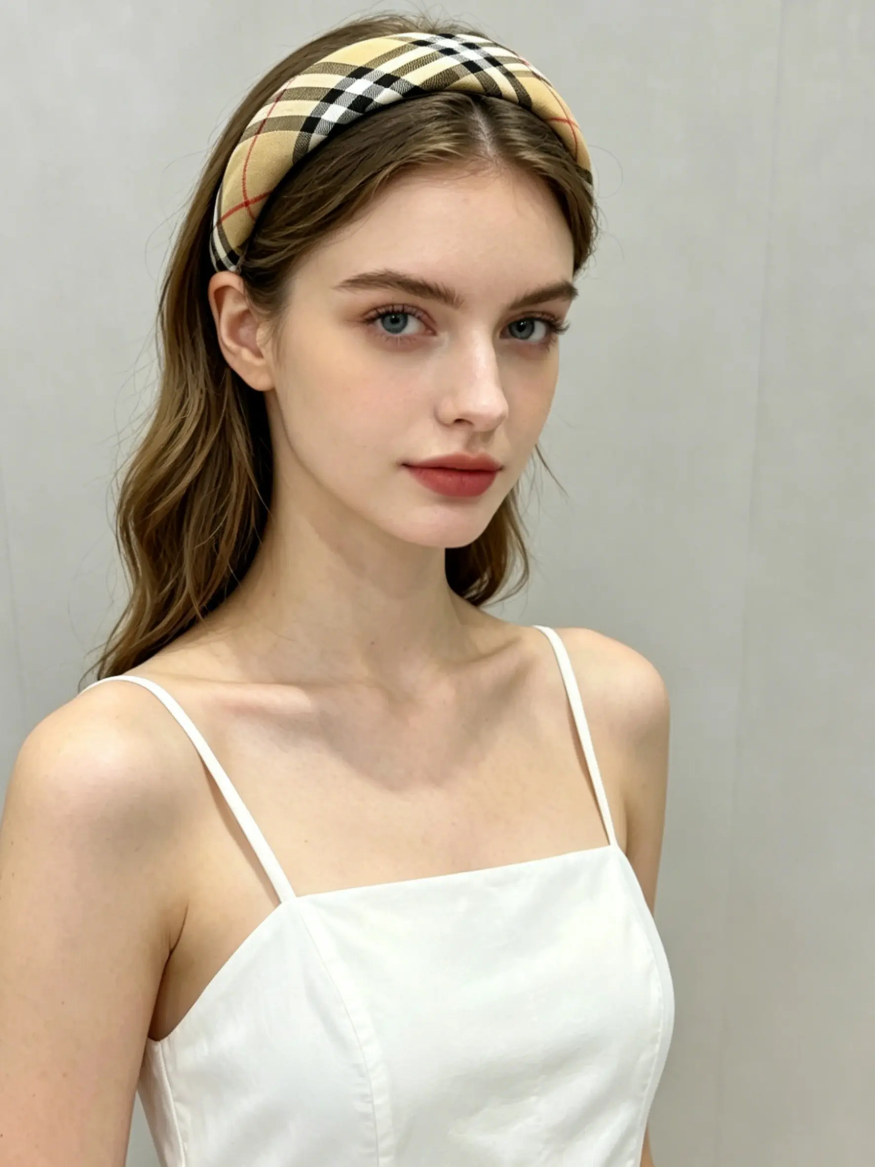 Plaid Padded Headband, British Style Hairband for Women