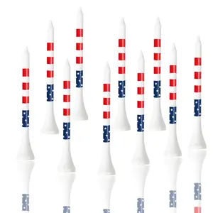 FINGER TEN Golf Tees Wood 3 1/4 2 3/4 Inch Wooden Bamboo 50 Count, Durable Biodegradable Colored Bulk Tee 70mm 83mm