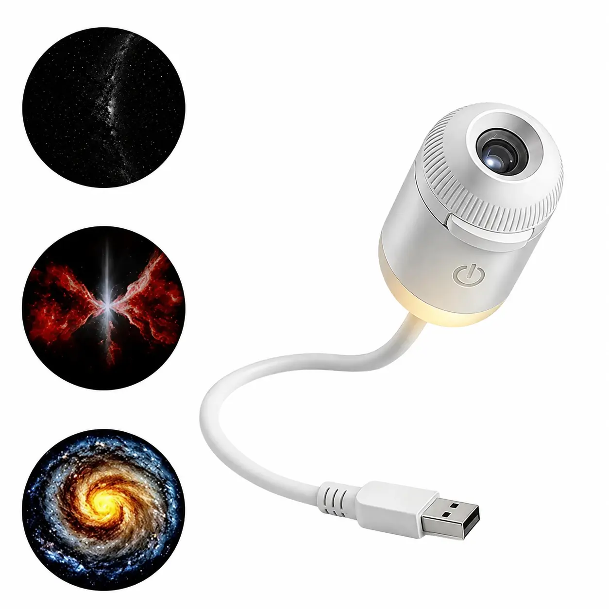 2-in-1 Galaxy Projector: Starry Sky Projection and Night Light — USB Galaxy Projector Night Light for Bedrooms, Hallways, and Ceilings