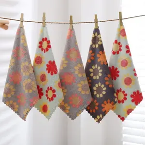 Super Absorbent 5-Pack Sunflower Cleaning Cloths for Kitchen, Household Hand Towels, Non-Shedding, Easy to Clean, Suitable for Kitchen, Restaurant, etc