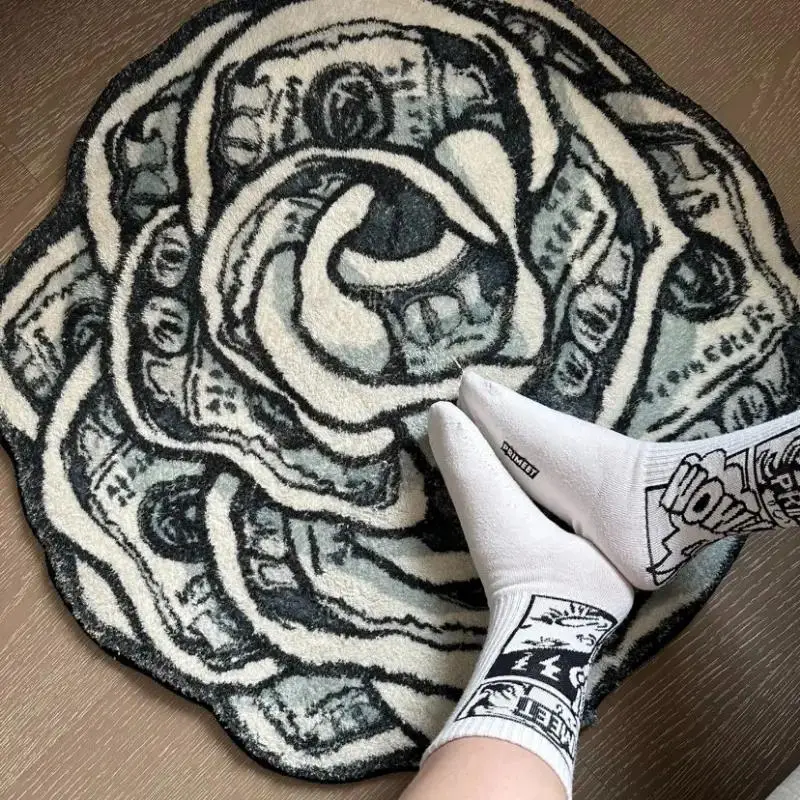 Dollar Flower Design Decor Rugs for Living Room, 1 Count Irregular Shaped Creative Room Decor Carpet, Cool Bedroom Accessories, Home Decor Floor Mat