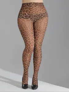 Fashion Ladies Womenswear High Elastic Fitted Leopard Print Tights, Soft Tight Fit, Stylish Sexy Leggings for Street Style, Perfect for Shopping and Outings