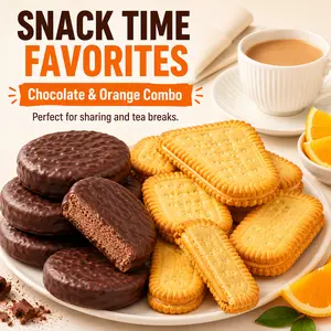 Chocolate & Orange Crème Sandwich Cookies Variety Pack – 2 Flavors Cream Filled Biscuits, Crunchy Snack for Lunch Box, Office & On-the-Go, Individually Wrapped Bulk Set