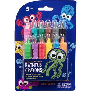 SCS Direct Bath Crayons Super Set of 12 Draw in the Tub Colors w Bathtub Storage Bag- Safe for Children-Art Project Gift for Toddlers & Kids