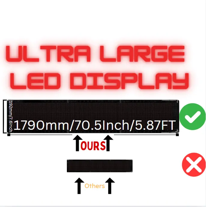 Commercial Custom Sign, Huge LED Flexible Display – 192mm x 1762mm, Fully Customizable via App for Cars & Businesses