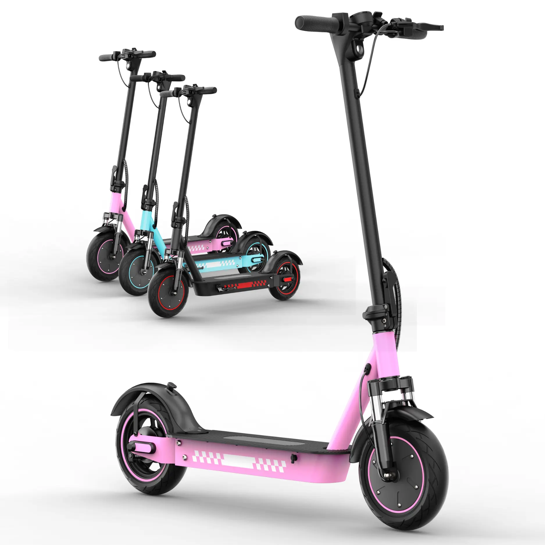 [NEW DESIGN] Electric Scooter, 350W Motor, 19MPH Max Speed, Foldable Design, 36V 12Ah Battery, 40-50KM Long Range, 10" Honeycomb Tires, Dual Suspension, App Control, Cruise Mode, Dual Disc/Drum Brakes, LED Display, Pink