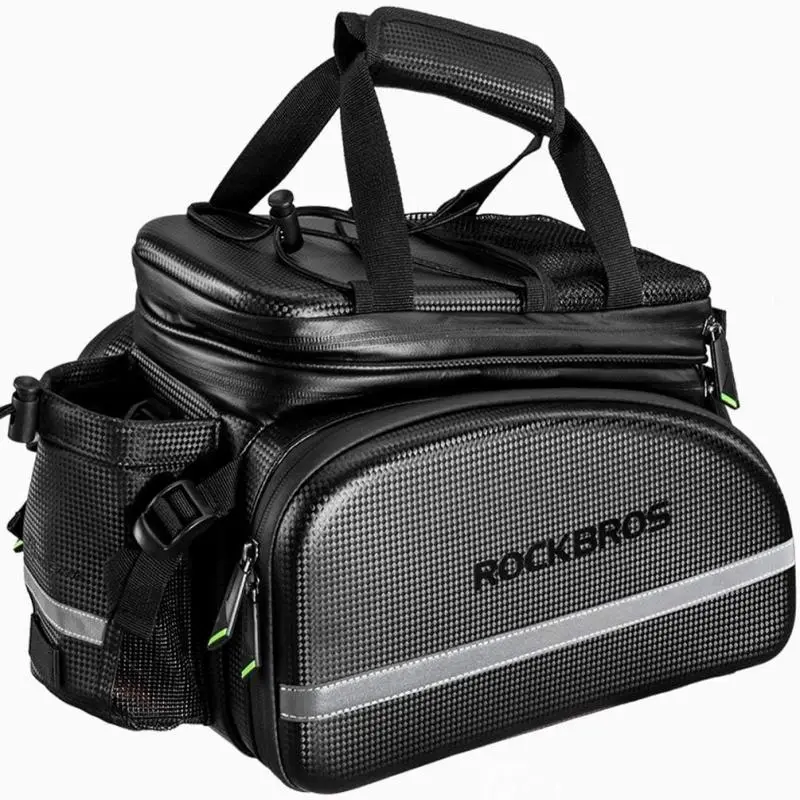 ROCKBROS Waterproof Carbon Leather Bike Trunk Bag - Bike Storage Cargo Pack with Sleek Look, Waterproof Material, Convertible Rear Rack Pannier, Handbag for Cycling Commuting