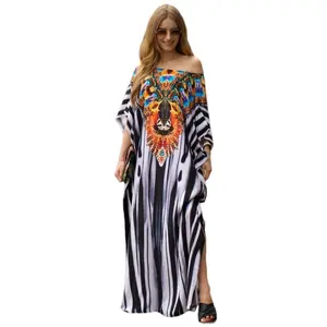 Plus Size Mumu Dresses for Women - Boho Batwing Sleeve Caftan with Side Slits, Long Moo Moo Nightgown & Beach Cover Up - Black Grey