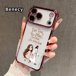 Phone Case for iPhone 17 Pro Max 16 15 Plus Air 14 13 12 11 E Faith Plan Pattern Four Corners Reinforced Shockproof Transparent Soft Silicone Cover