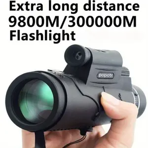 Extra Long 9800M/ 300000 M Compass Flashlight Distance Night Vision High - Angle Monocular Telescope Outdoor Hiking Travel Portable Telescope Fashion Accessories Tool
