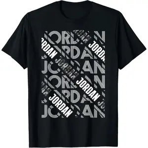 Unique Black Cotton T-Shirt Featuring EyeDistinctive "JORDAN" Graphic Design