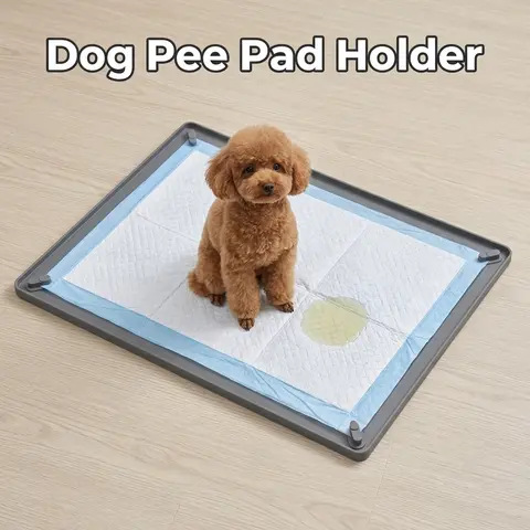 PLOSIF Dog Pee Pad Holder Tray with Pee Guard, 36x25in Non-Spill Raised Edges, 4 Magnetic Clips Lock, Silicone Puppy Training Floor Protection Tray, Easy to Clean Indoor Pet Supply