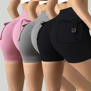 AIbart 3-Pack Women Peach Hip Cargo Shorts, High Waist Elastic Tight Shorts, Sexy Butt Lifting Shaping Yoga Pants, Quick Dry Running Fitness Athletic Bottoms biker spring summer fashion