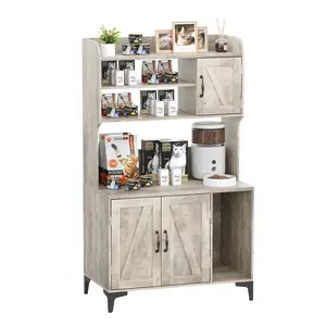 51'' Cat Litter Box Enclosure with Storage Shelves, Hidden Litter Box Furniture, Large Wooden Cat Litter Box Cabinet with Litter Mat, Modern Indoor Cat Furniture