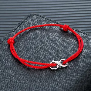Infinity Symbol Bracelet Lobster Clasp Mens Braided Thin Rope Bracelet With Carabiner Spring Clasp For Surfer Couple Gift