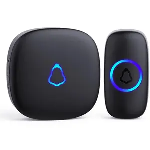 Doorbell, Easy installation, , Adjustable Volume, 58 Chimes, Colorful LED, 1000Ft Range, M520+F55, Black