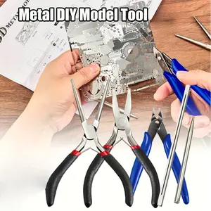10 Pieces Metal DIY Model Tool Sets,Including Tab Edge Cylinder Cone Shape Bending Assist Tools and Nozzle Pliers Flat Nose Pliers Needle Nose for 3D Metal Jigsaw Puzzles Assembly