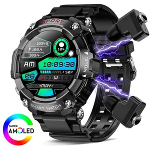 Multifunctional Smart Watch For Men(Answer/Make Call) with Earbuds 1.52" AMOLED Screen Sports Smartwatch Compatible with iPhone Android Phones IP67 Waterproof Digital Watch