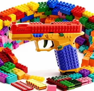 DIY Soft Bullet Gun Assembly Kit for Kids – Automatic Shell Ejecting Toy Pistol with Pull-Back Action, Educational Building Block Shooting Toy for Boys Gift (Main Body Cannot Be Assembled)