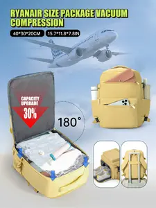 Expandable Carry-On Backpack with Vacuum Compression System, Lightweight Design for Ryanair Easyjet, Perfect for All Your Travel Needs, Laptop Compartment Backpack