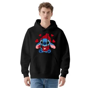 Disney Stitch 280g Hoodie Sweatshirt in Polyester Blend with Adorable Stitch Design and Heart Motif for Casual Wear