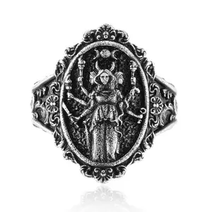ixluck Hecate Ring,Wicca Witch Amulet Protective Energy Jewelry for Women Mystical Aesthetic Stacking Rings Stackable Rings
