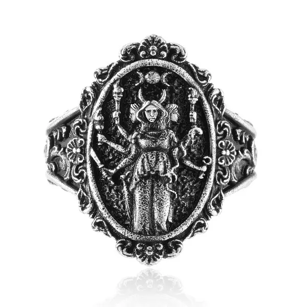 ixluck Hecate Ring,Wicca Witch Amulet Protective Energy Jewelry for Women Mystical Aesthetic Stacking Rings Stackable Rings