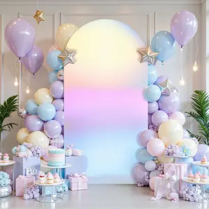 Colorful Double-Sided Stretch Spandex Arch Backdrop Cover – Glitter Round Top Chiara, Fitted & Machine Washable – Wedding, Party, Photography – 0.8m x 1.8m (6ft), Colorful, Without Shelf