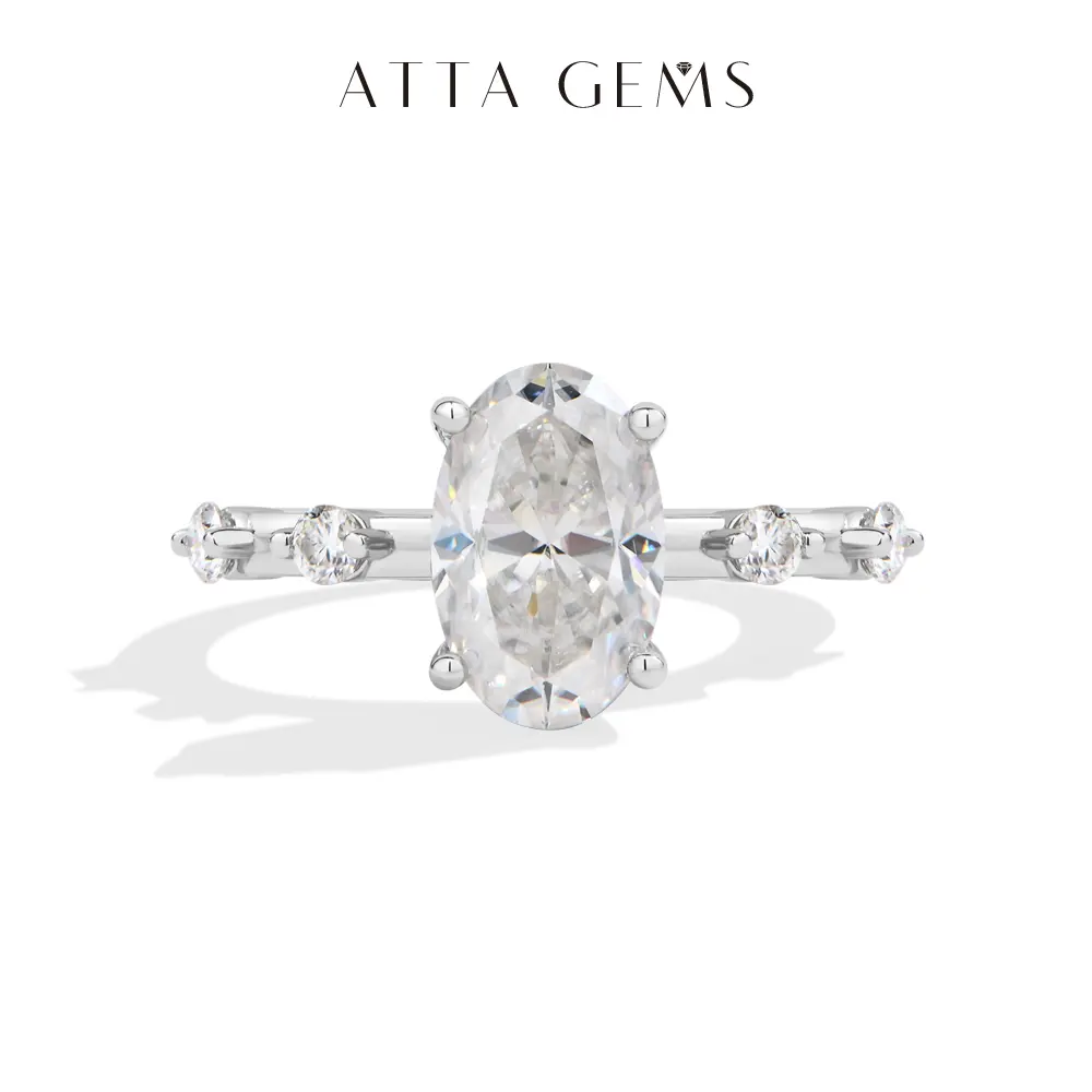 ATTAGEMS 3CT Oval Cut Lab-Grown Moissanite Stone Ring, Multi-Size Set Elegant Solitaire Engagement Ring, Luxury Women's Jewelry for Engagement, R343, Elegant Ring summerwins,