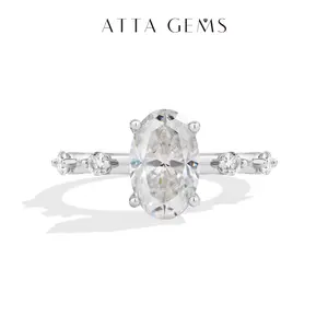 ATTAGEMS 3CT Oval Cut Lab-Grown Moissanite Ring Exquisite Jewelry for Women Engagement Wedding Luxury Ring R343