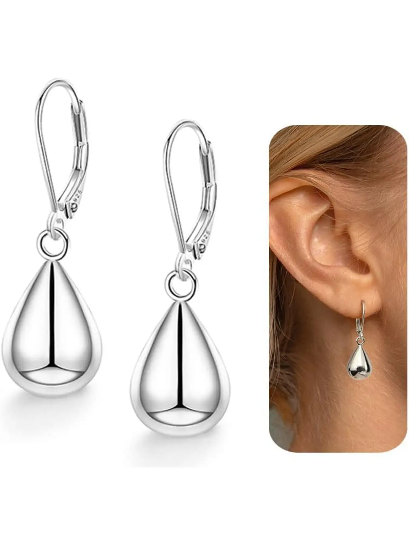 925 Sterling Silver 14K Gold Plated Dangle Drop Teardrop Earrings, Earrings Jewelry, for Women Girls Hypoallergenic for Sensitive Ears With Gift Box