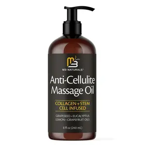 1/2/3PCS M3 Naturals Cellulite Massage Oil 8oz-Smooth the Appearance of Cellulite EI-Body Care & Skin Care Massage Oil Topical Collagen and Plant Stem CellBody Oil to Restore Texture and Elasticity-Soothing Body Oil