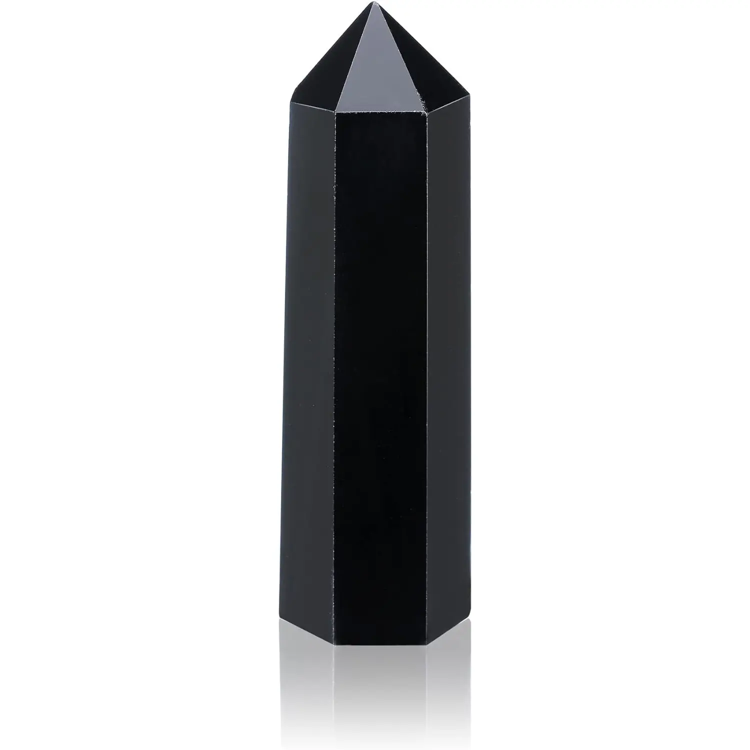 Natural Obsidian Crystal Tower - Single Point Wand - Gemstone Crystal Obelisk Mineral Specimen Home Desk Decoration Meditation Spiritual Crystal