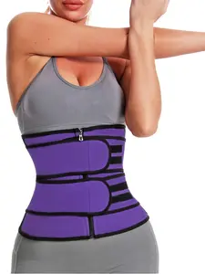 Women's Solid Zip Front Waist Trainer, Corset, Trimmer Belt, Waist Cincher, Tummy Control Shaper, Waist Trimmer, Yoga & Fitness Equipment, Shapewear Tummy Control, High Waisted Shapewear, Please Purchase One Size Smaller