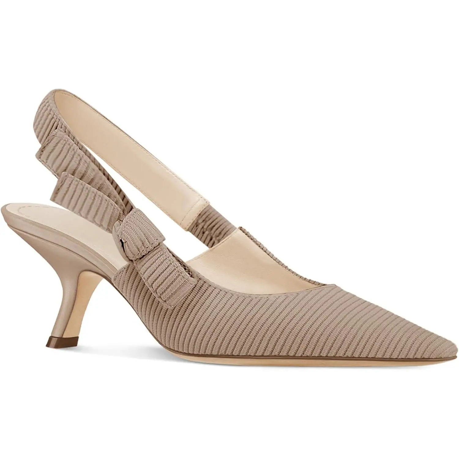 Coutgo Women's Fashion Kitten Heels - Classic Chic Pumps, Closed Pointed Toe, Bowknot, Knitted Slip-On Slingback Elegant Heels for Work, Dress Occasions