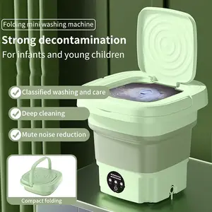 Portable Washing Machine, 8L Foldable Mini WashingMachine with Dryer for BabyClothes, Small WashingMachine with Laundry Basket for Underwear,, Socks, PetClothes, Small Ltems, Purple And Green