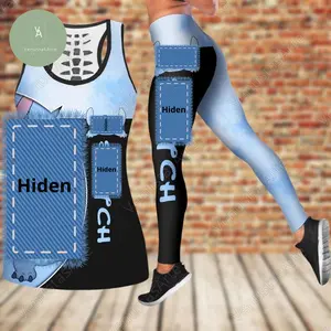 Blue Alien St1tch Workout Set – Cute Cartoon Tank Top and Legging Combo for Women, Kawaii Fitness Outfit S-5XL