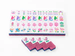 American Mahjong Tiles-Shiny Striped Border, Sea Glass Shell Domino-Shape Vibrant Acrylic Tabletop Game, Ideal Board Games for Family Night Home Leisure Gift Tablegame Boardgames