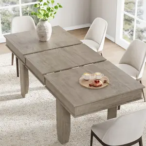 Garvee Extendable Dining Room Table 63-86.6 in for 6-10 People, Farmhouse Style Kitchen Table with Sturdy Wooden Frame, Large Rectangular Table Ideal for Dining Room and Kitchen